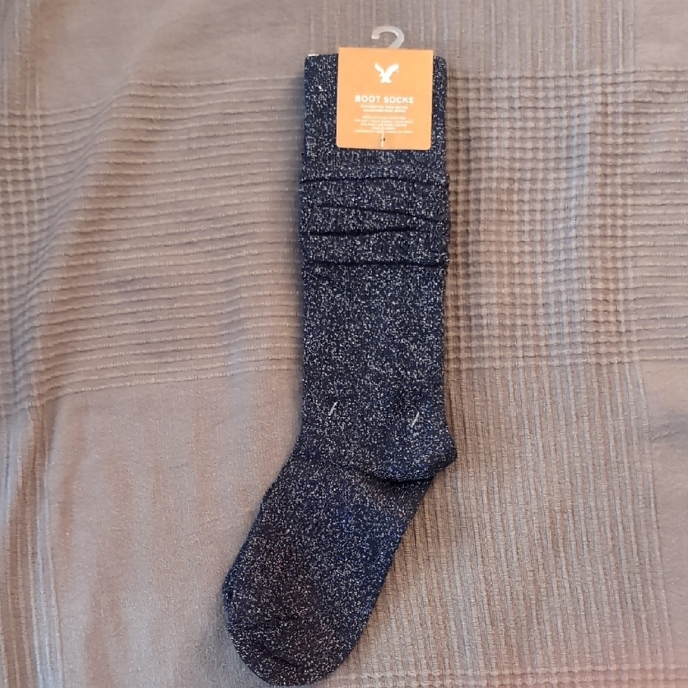American Eagle Navy And Silver Boot Socks